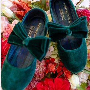 Edgehill Collection Darby Fallon Clark Girls Elizabeth Dark Green Velvet Shoe